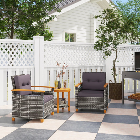Wicker Patio Bistro Set With Cushions For Outdoor Use