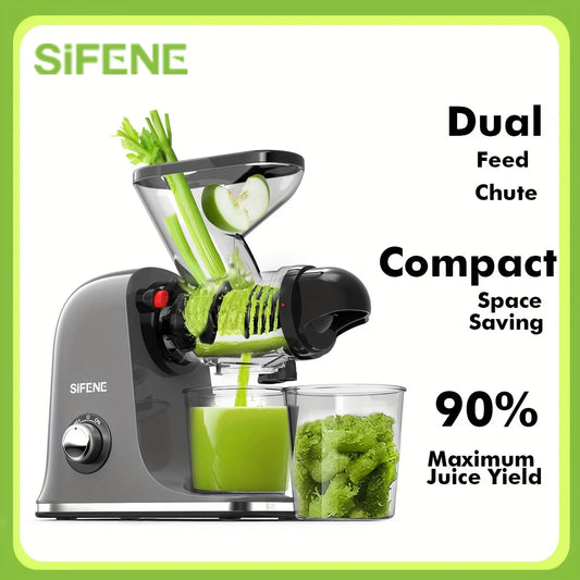 SIFENE Cold Press Juicer Slow Masticating Dual Mouth Anti Clog