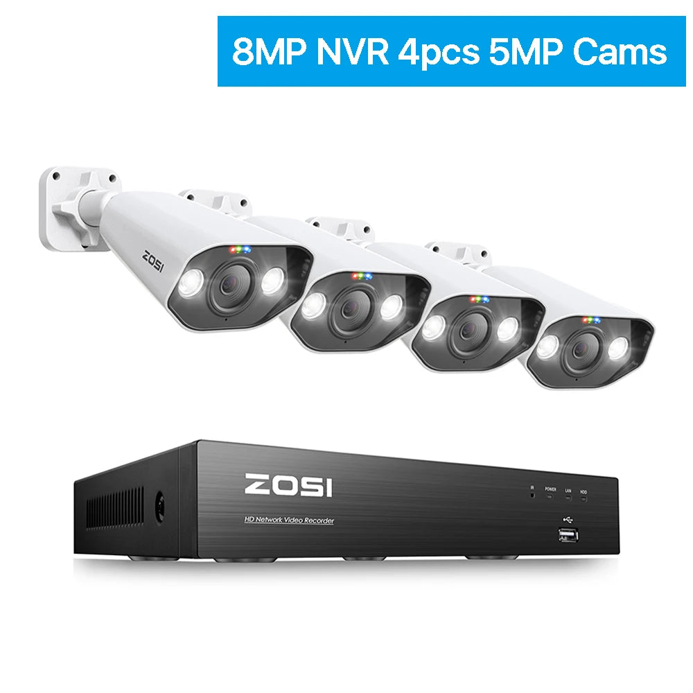 ZOSI 8CH POE Surveillance Kit With 4K AI IP Cameras