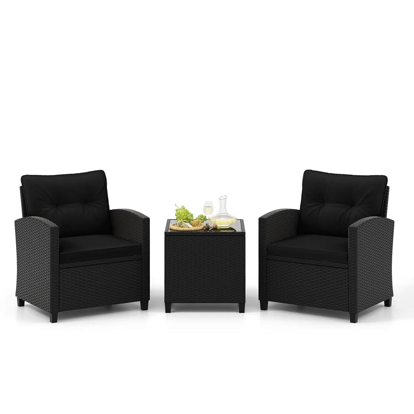Rattan Wicker Outdoor Patio Sofa Set With Washable Cushions And Tempered Glass