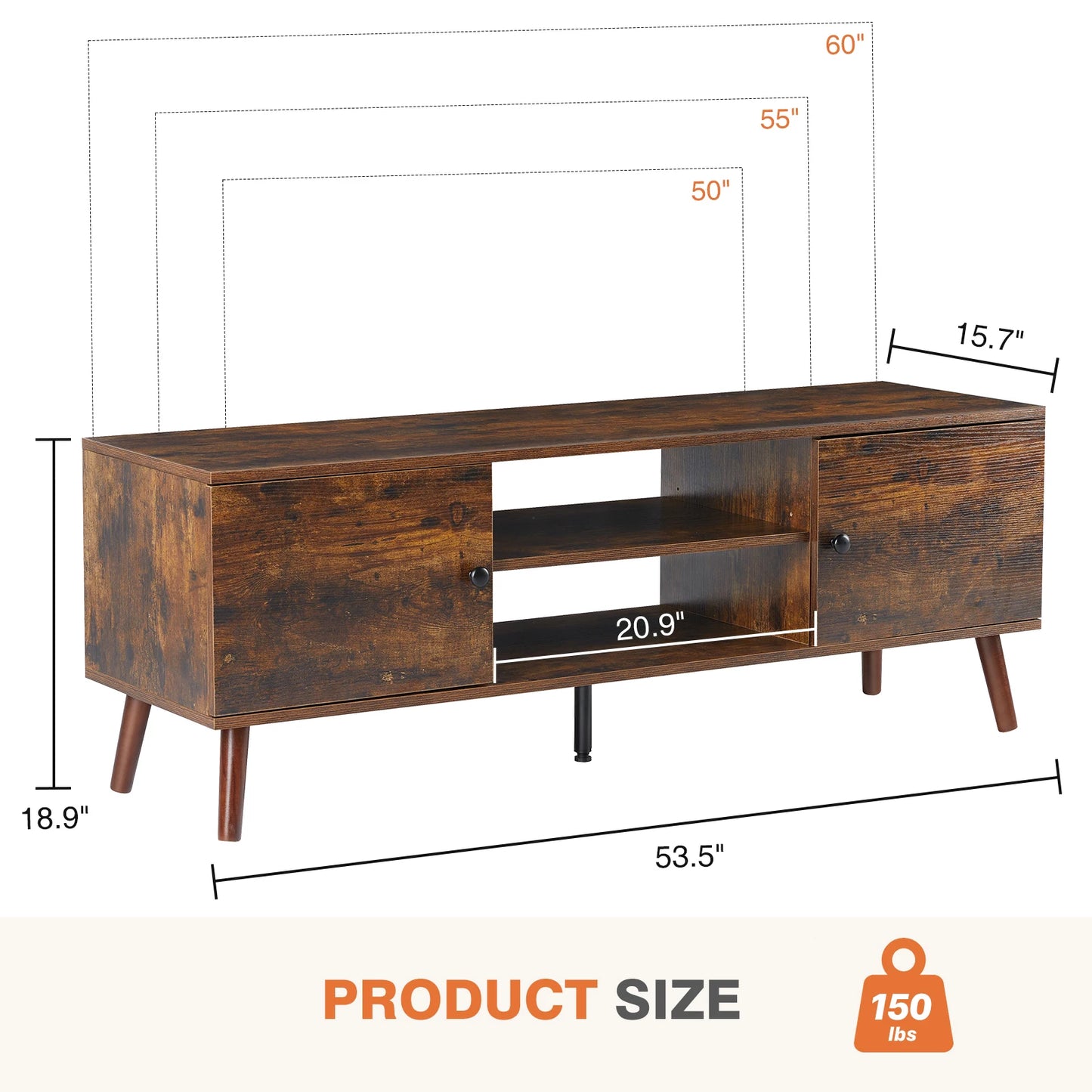 Mcq Wooden Living Room Tv Stand With Adjustable Shelf