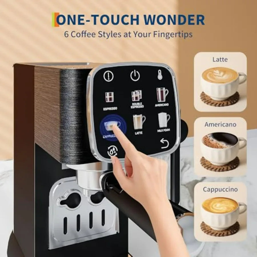 Compact 20 Bar Professional Espresso Machine with Milk Frother and Touchscreen Adjustable Temperature Espresso Coffee Machine F