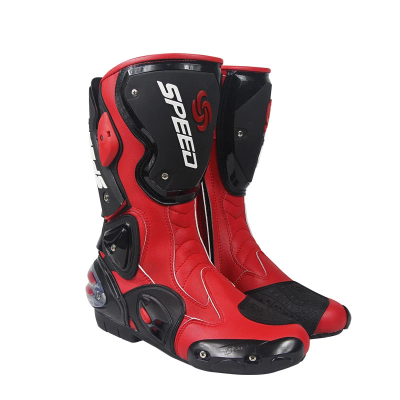 Leather Unisex Motorcycle Boots With Rubber Outsole