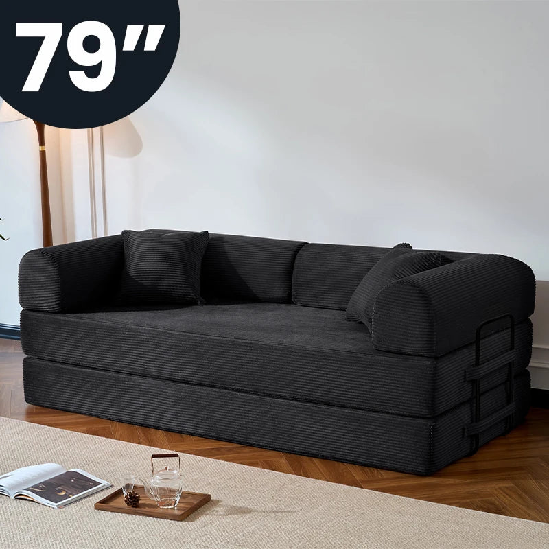 Modern Corduroy Folding Convertible Sofa Bed Sleeper