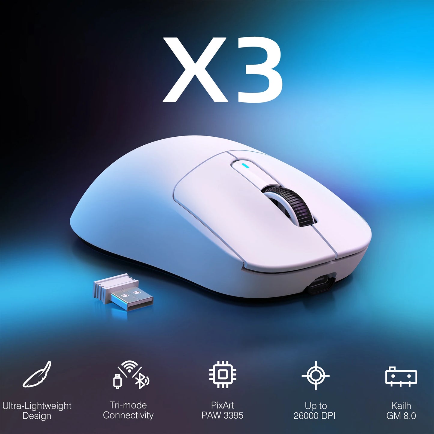 Attack Shark X3 Wireless Gaming Mouse With PAW3395 26K DPI