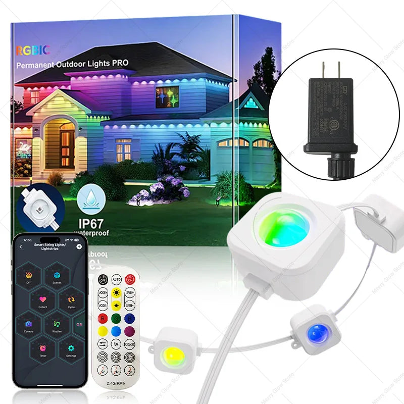 MIMIRGB Smart RGBIC Outdoor String Lights IP67 Waterproof Alexa Compatible