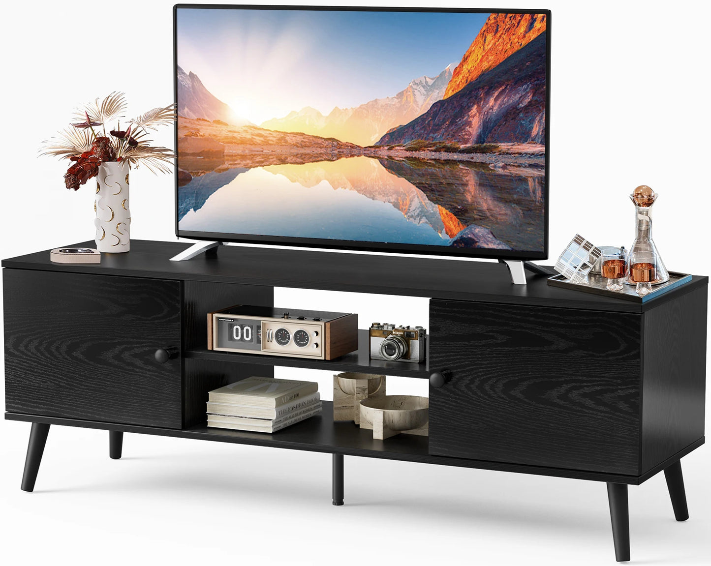 Mcq Wooden Living Room Tv Stand With Adjustable Shelf