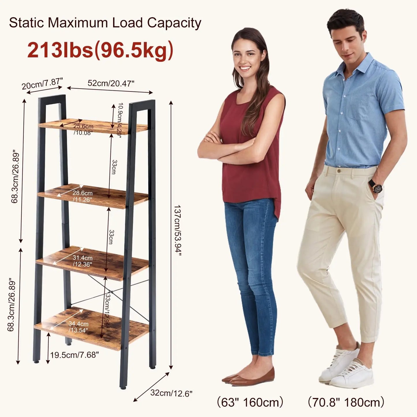 JHK 4-Tier Display Bookshelf Wooden Standing Shelf For Living Room