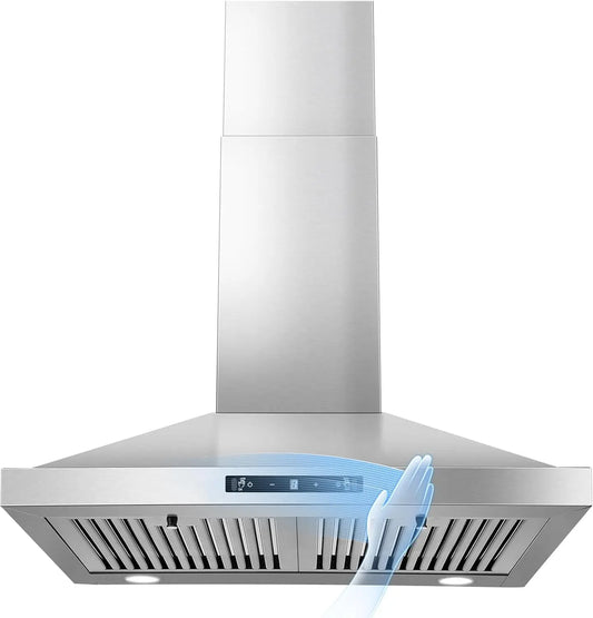 Tieasy Wall Mount Range Hood Stainless 450 CFM Gesture Sensing