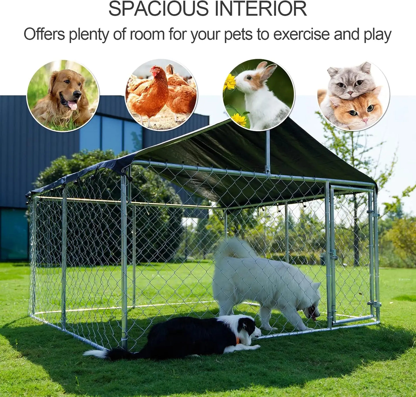 Heavy Duty Outdoor Dog Kennel With Secure Lock Steel Mesh
