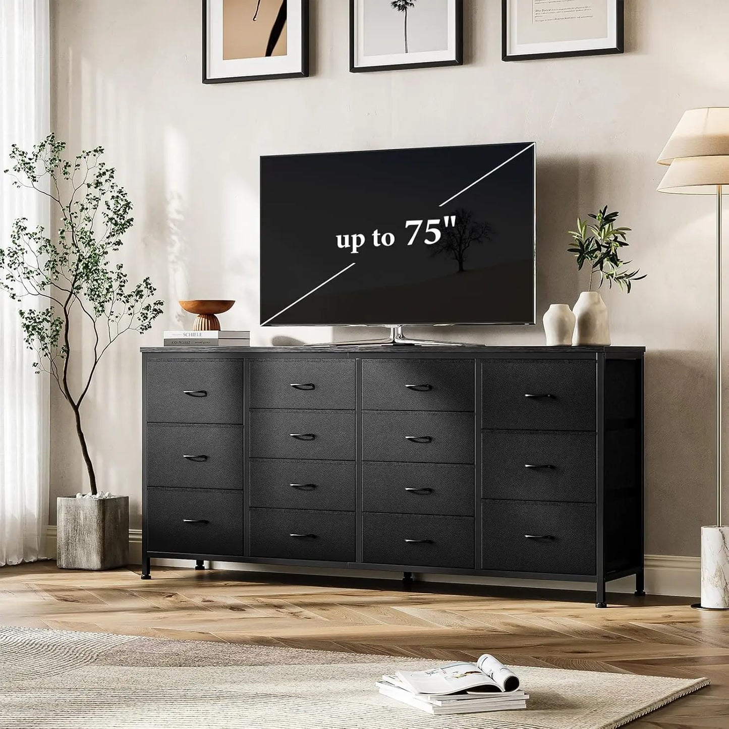 HobbyLane 14 Drawer Dresser TV Stand With Power Outlet