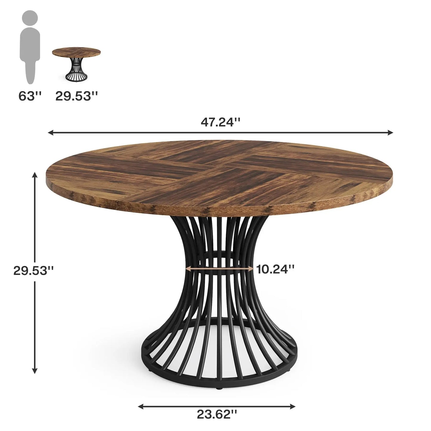Tribesigns 47 Inch Round Farmhouse Dining Table For Four To Six