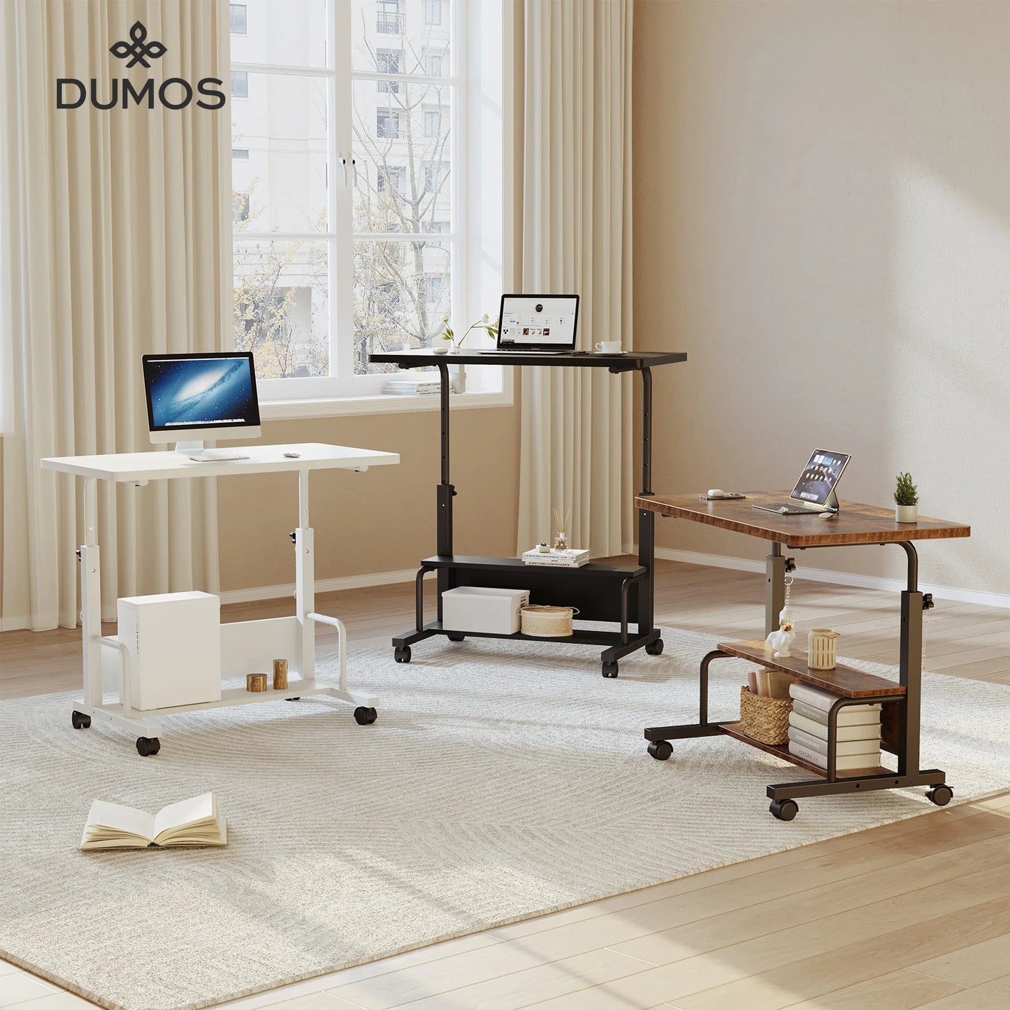 Jhk 31 Inch Adjustable Mobile Standing Computer Desk