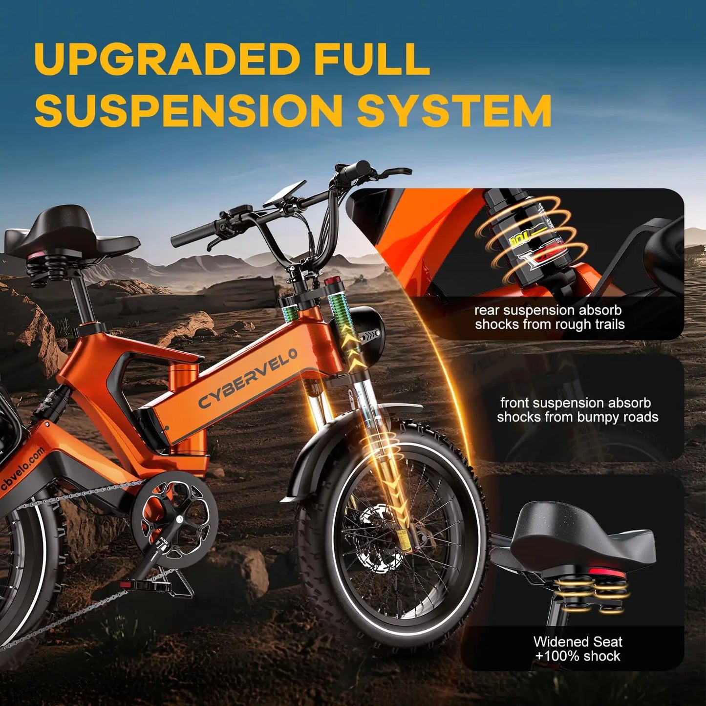 Cybervelo 2000W Foldable Electric Bike With Dual Battery