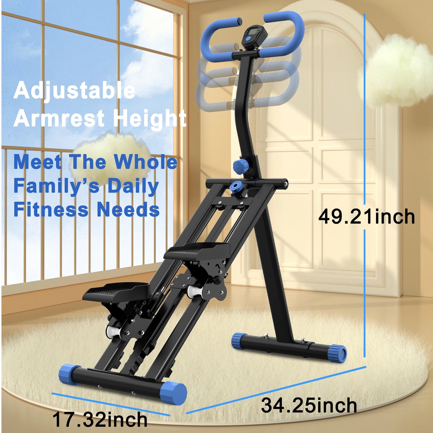 Stable Vertical Climber Workout Stepper With Adjustable Handlebars