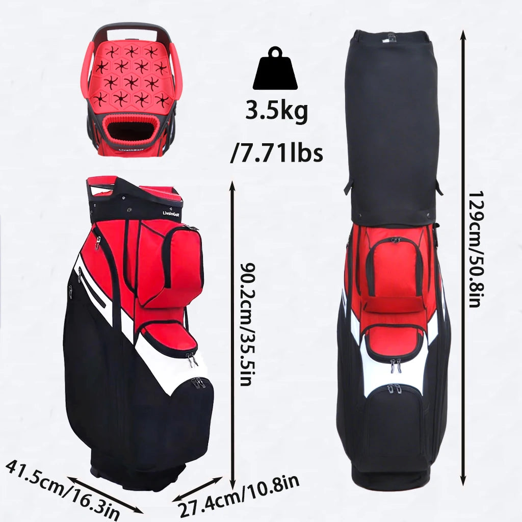 LivsinGolf 15-way Golf Cart Bag with Locking Club Dividers