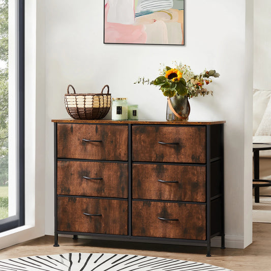JHK Fabric Cabinet With Six Drawers For Living Room Storage