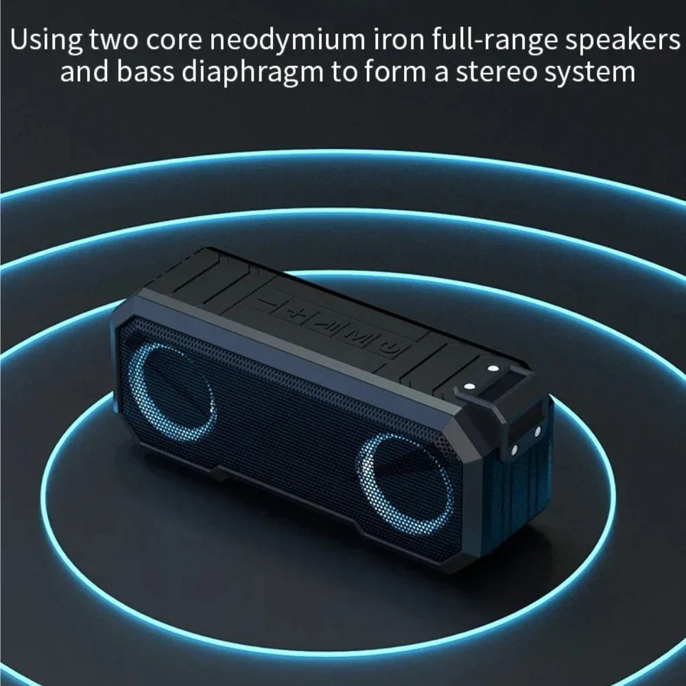 Portable Bluetooth Speaker Wireless LED Flash Light TWS Bass Stereo IPX7 Waterproof Loudspeaker FM Radio 12 Hours Playtime Subwoofer Outdoor Boombox for Pool Beach Party Camping Travel Smartphone Compatible
