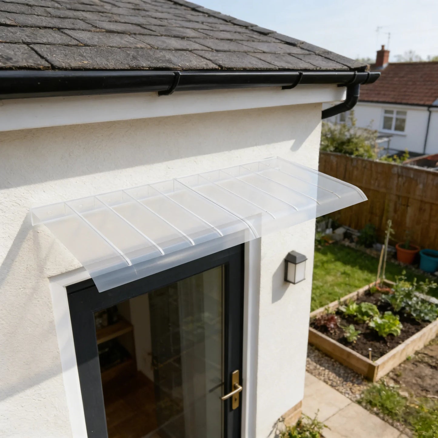Clear PC Window And Door Awning Outdoor Overhang With Drainage