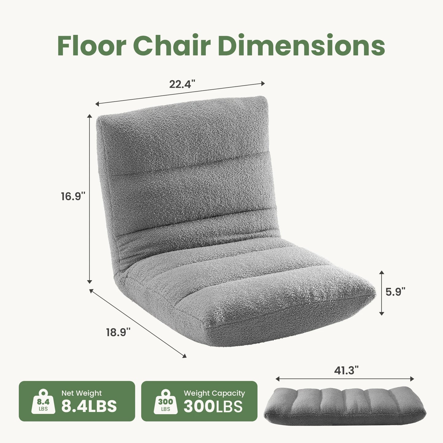 JHK Folding Floor Chair With Back Support And Velvet