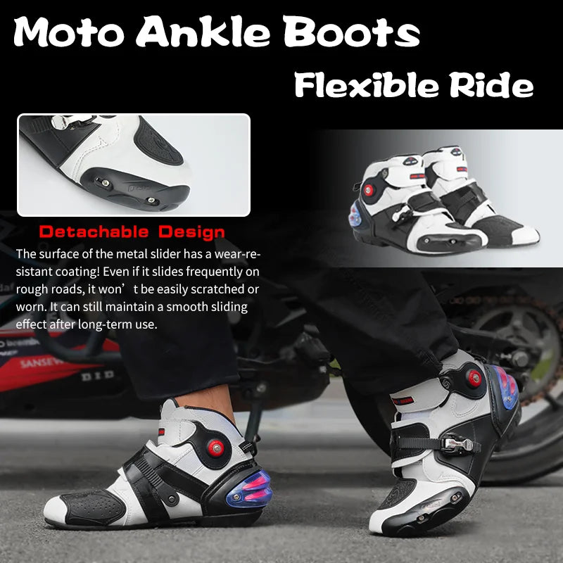 Unisex Leather And Mesh Motorcycle Boots For Men And Women