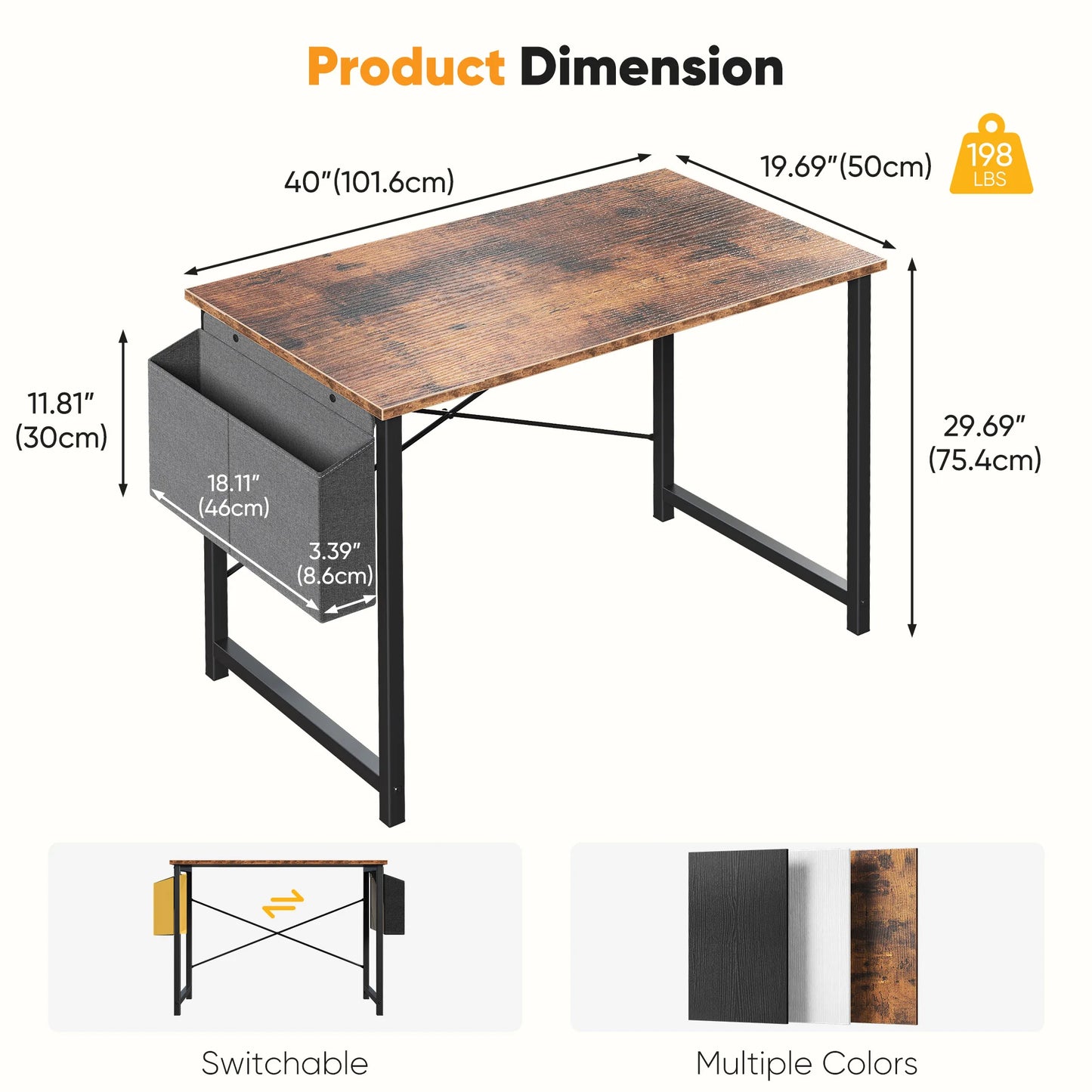JHK 55 Inch Computer Office Desk With Storage Bag