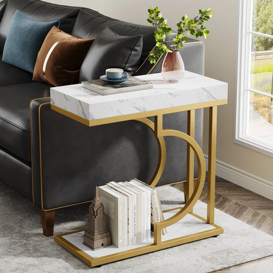 Tribesigns Narrow C Shaped Side Table Living Room End Table
