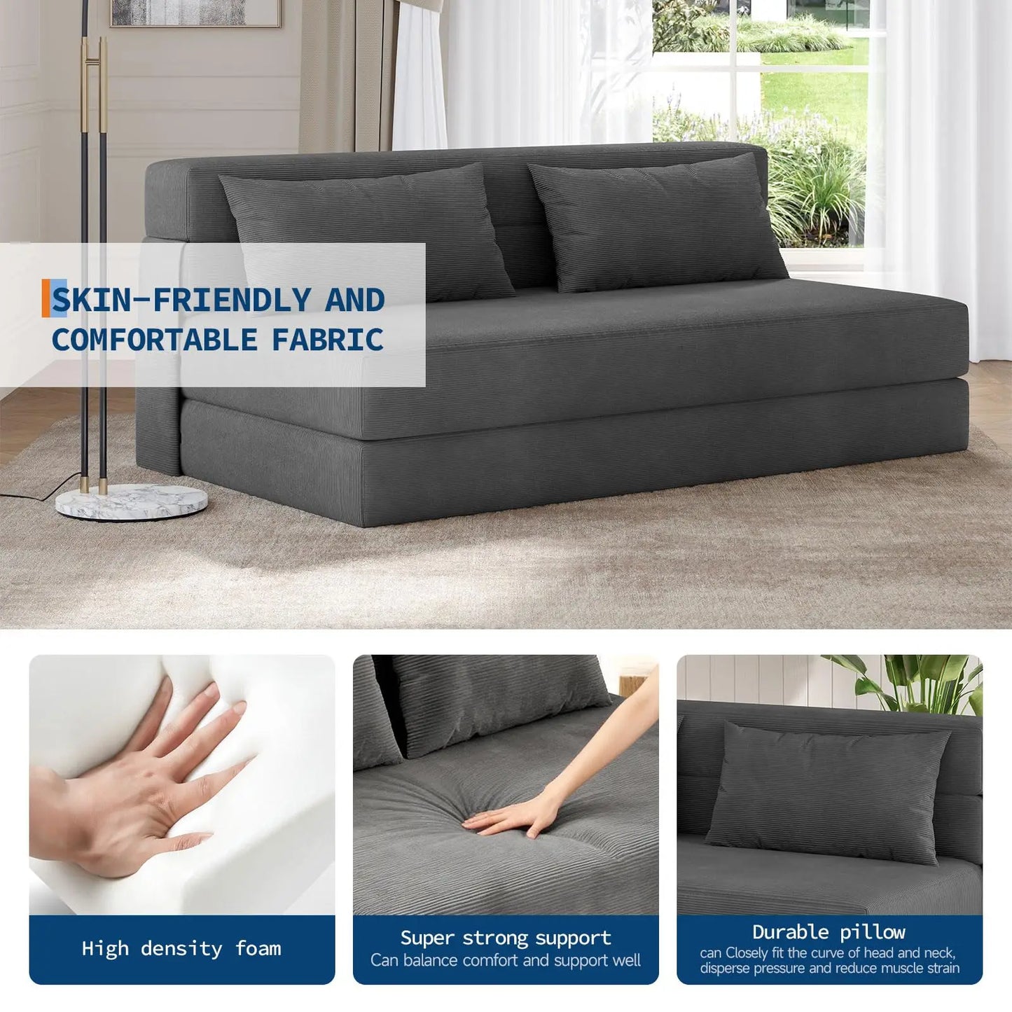 HobbyLane 4-In-1 Folding Sofa Bed Sleeper Loveseat Space-Saving
