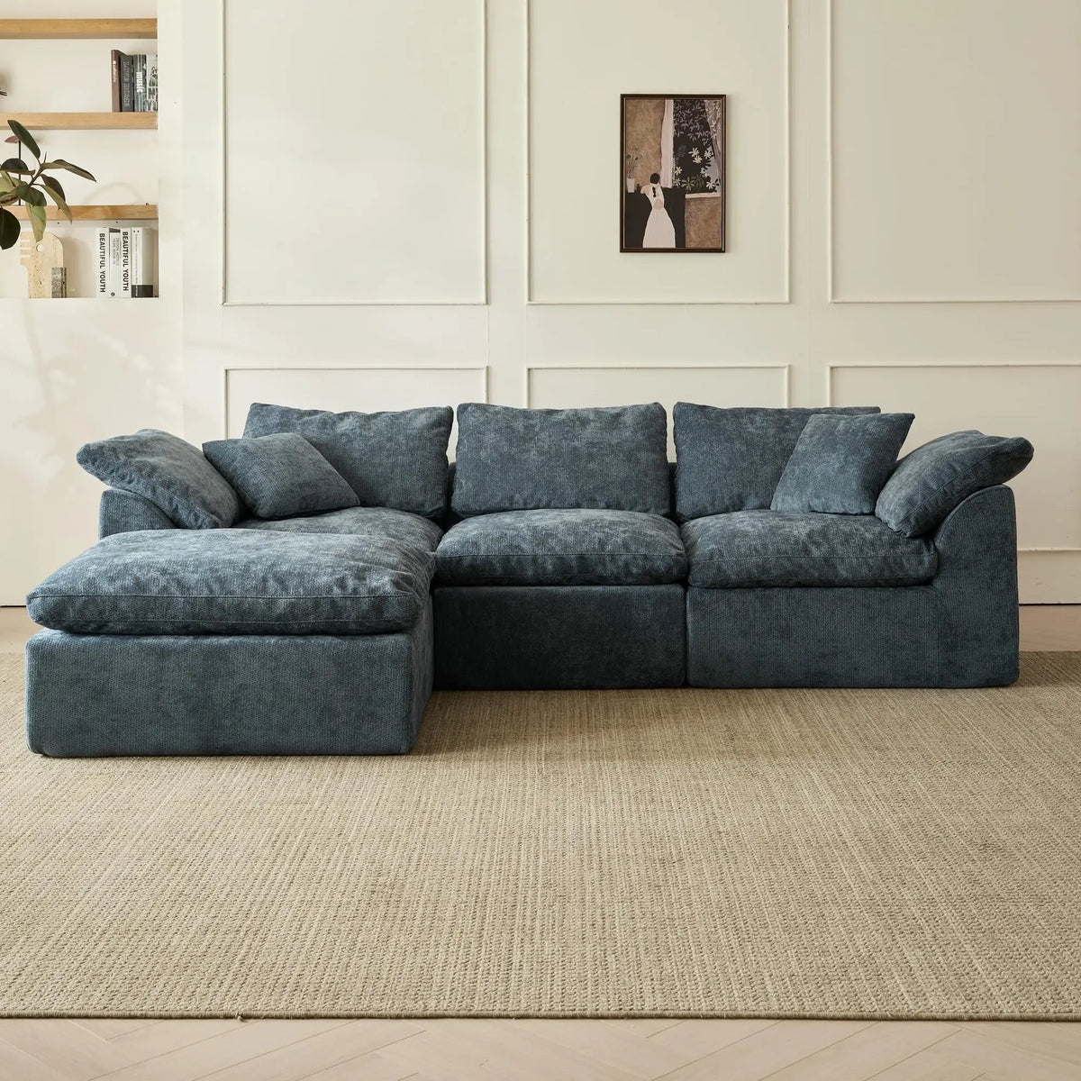 Yeflixvrau Modern Sectional Sofa With Chenille Fabric Ottoman