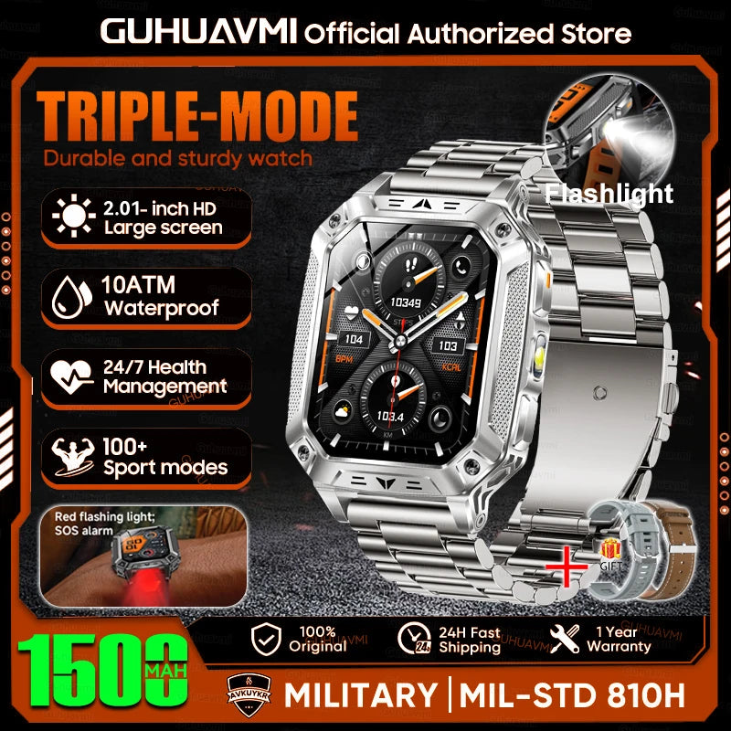 Military Grade Smart Watch With 1500mAh Battery And 100 Days Battery Life