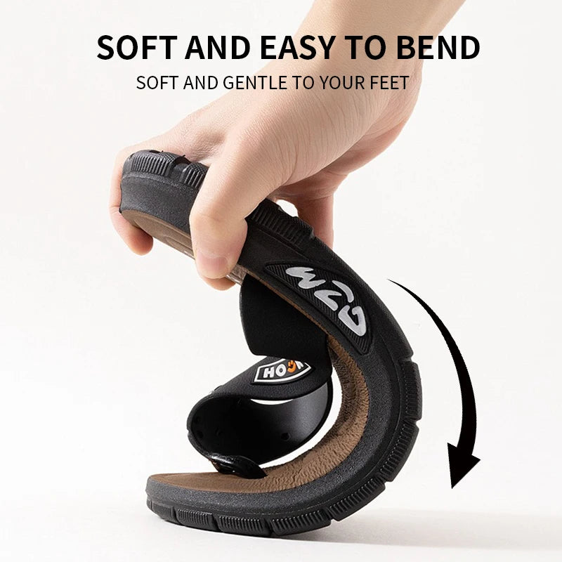 Men's Beach Slippers Anti-Slip Wear-Resistant Thick Sole PVC Sandals