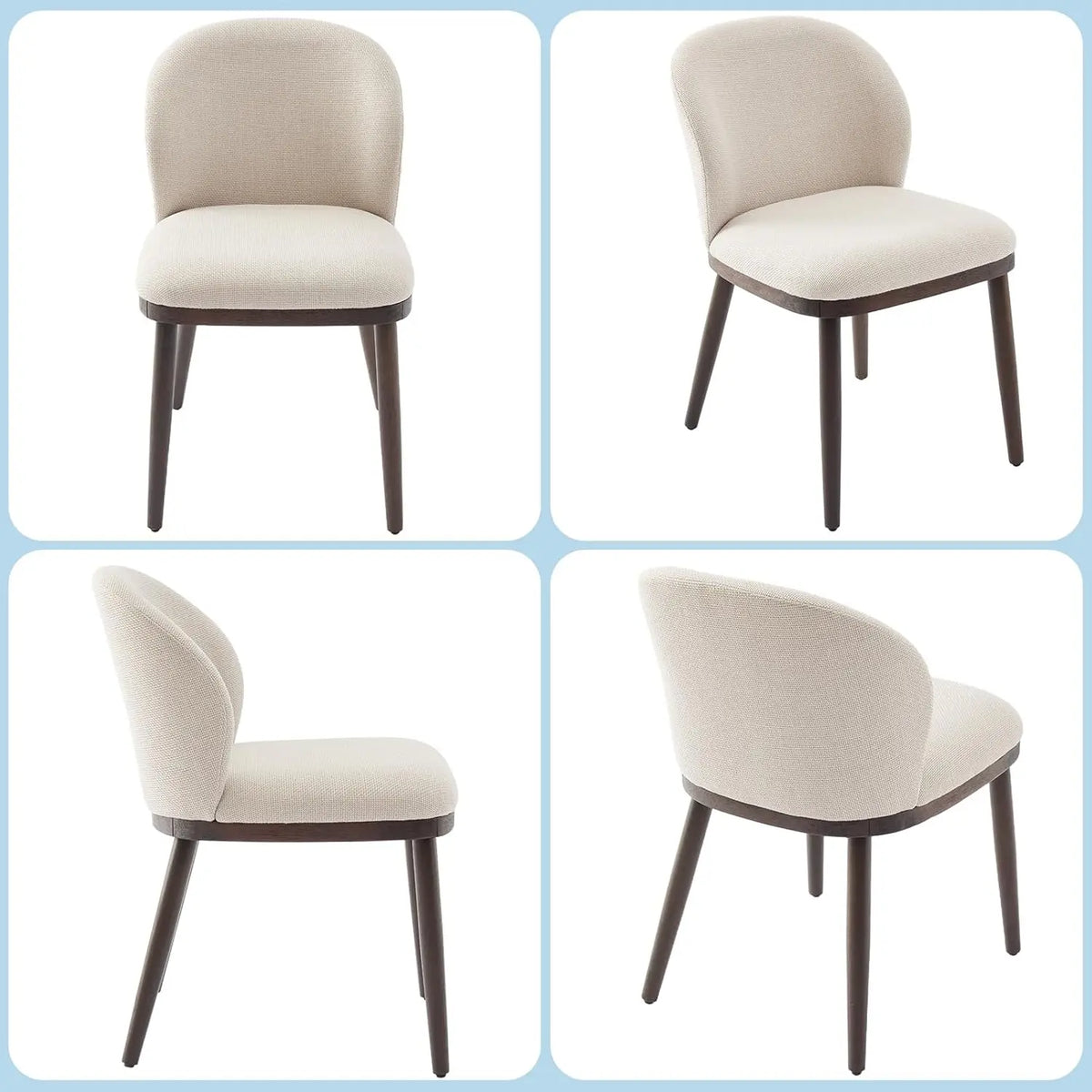 Dining Chairs Set of 2 Modern Upholstered Kitchen Dining Chairs with Ergonomic Back Support Wood Legs for Dining Room, Restauran