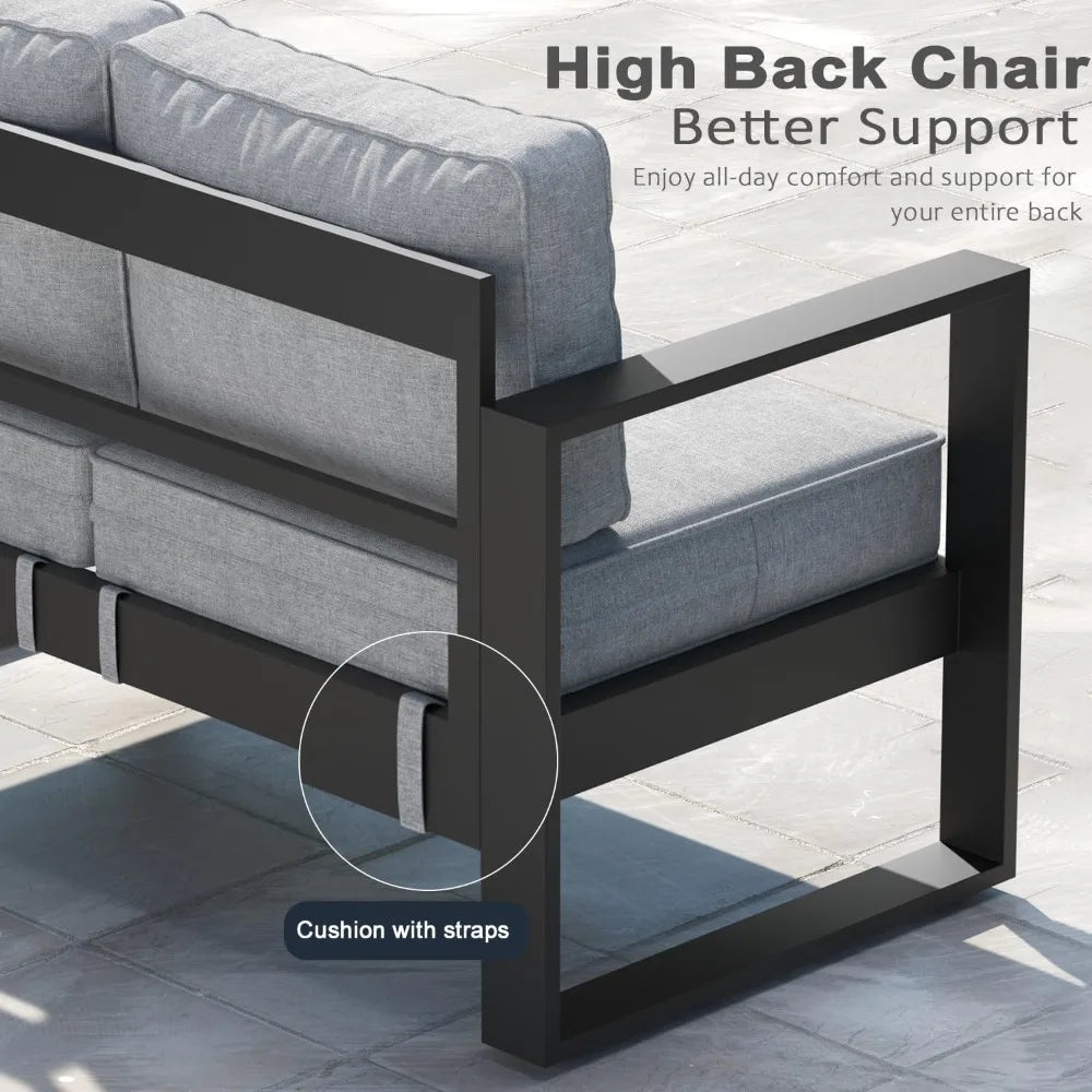 Outdoor Patio Aluminum Armchairs With Removable Cushions