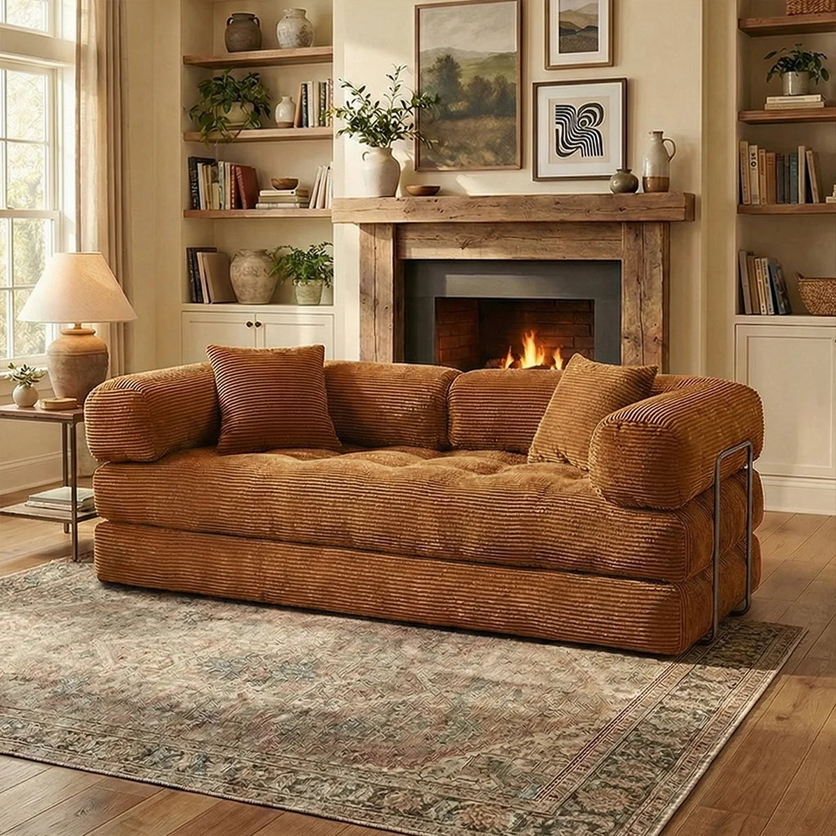 YQzyphyna Futon Sofa Bed Convertible 4 In 1 Corduroy Sleeper Loveseat