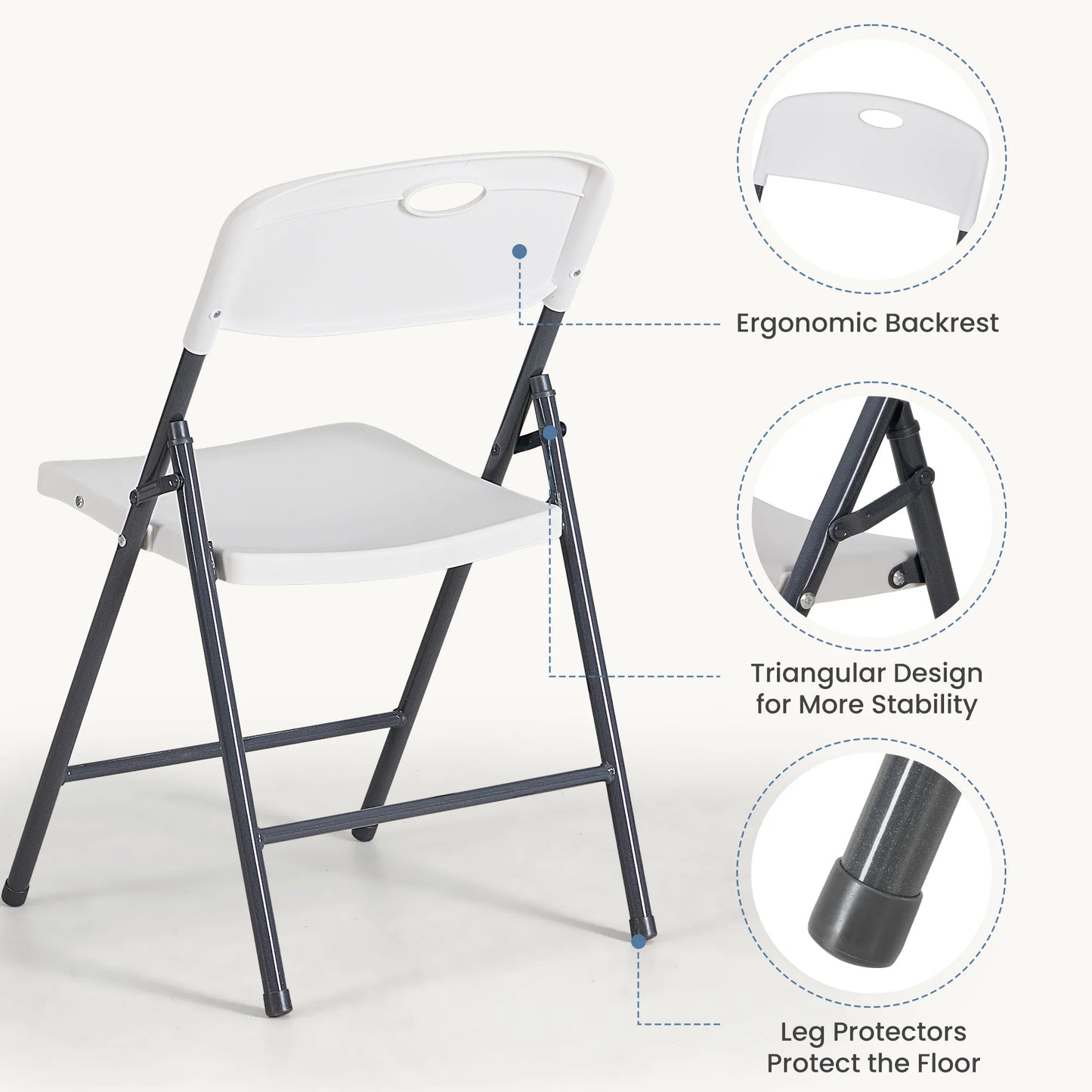 JHK Stackable Plastic Folding Dining Chairs Heavy Duty Set