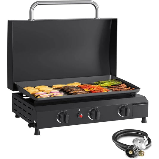 RBXC 3-Burner Gas Griddle With Hood Outdoor Portable Propane