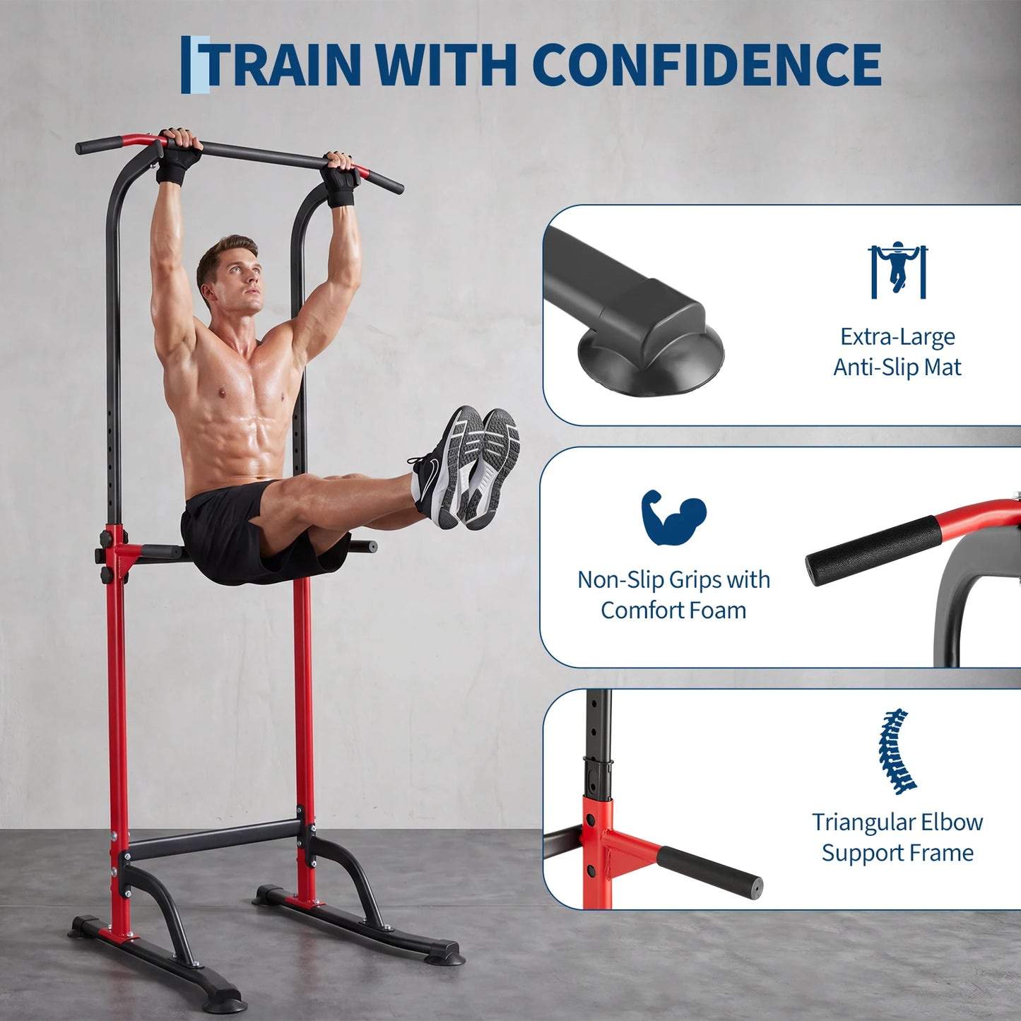 Heavy Duty Power Tower Pull Up Dip Station Multi Function Strength