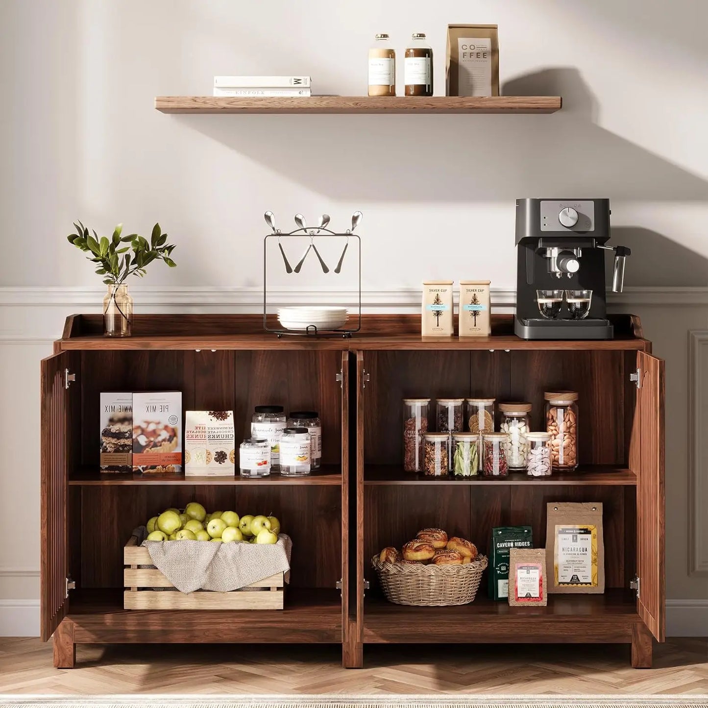 Little Tree Buffet Cabinet With Doors And Shelves Storage Dining Room
