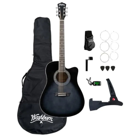 WA90CE Acoustic-Electric Guitar Kit Dreadnought Cutaway, Okoume Body, Natural Finish Built-In Tuner, Ideal for Holiday Gifting,