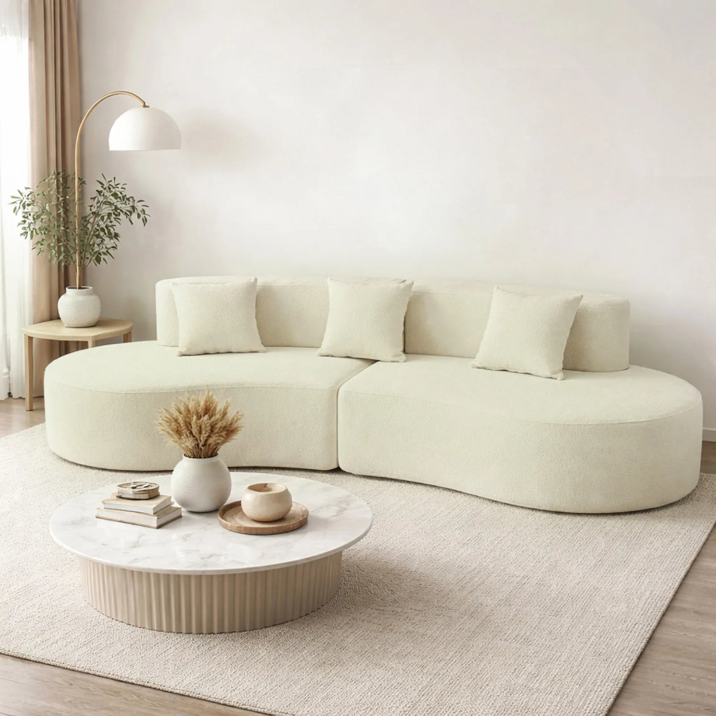 Curved 4 Seat Modular Sofa Half Moon For Living Room