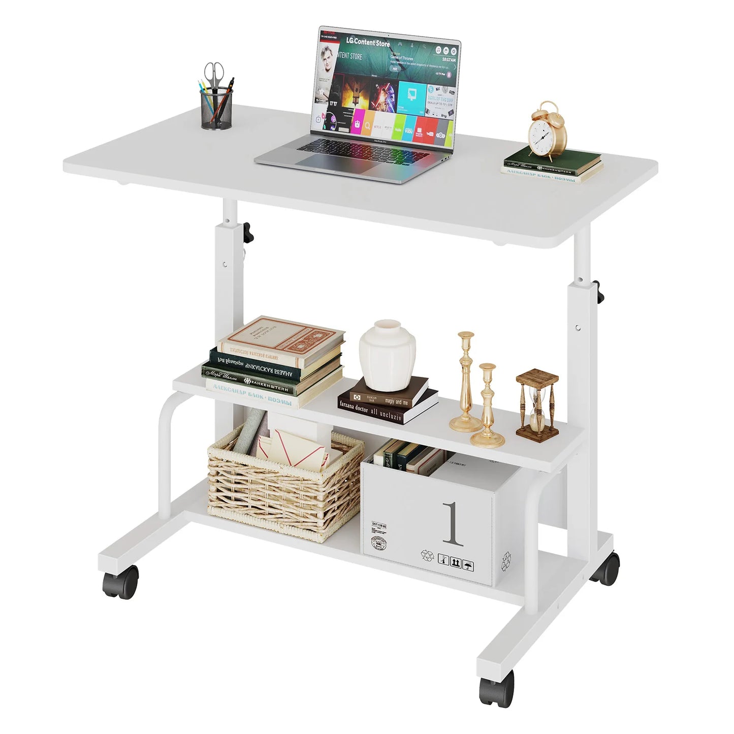 Jhk 31 Inch Adjustable Mobile Standing Computer Desk