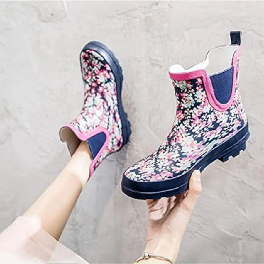 SwiftFrog Women's Waterproof Rain Boots Anti Slip Floral Print