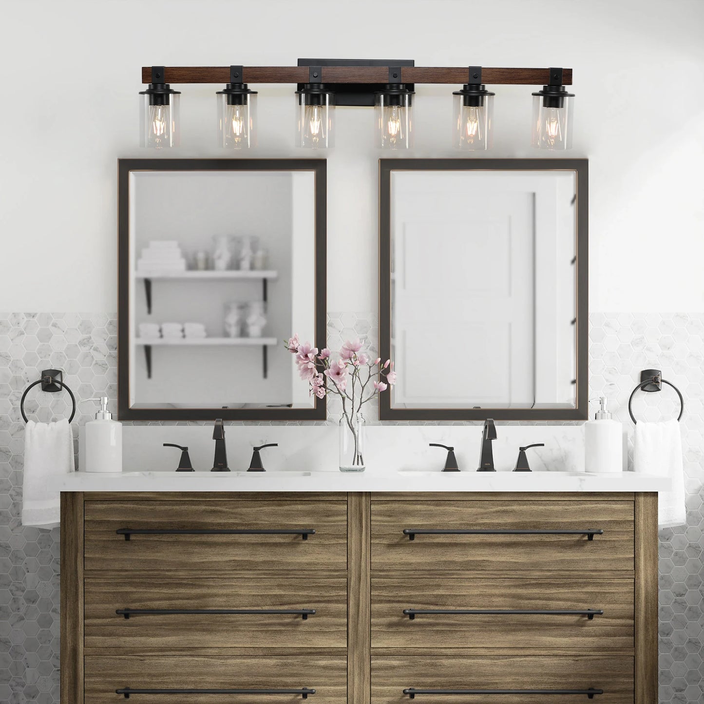 ARLGSITE 6 Lights Farmhouse Vanity Light Fixture Rustic Bathroom Sconce