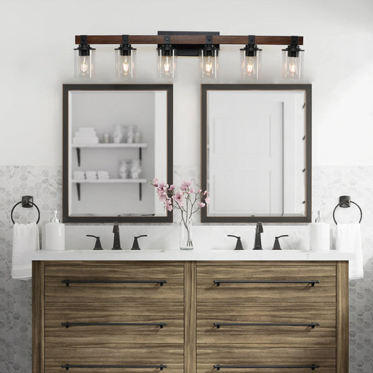 ARLGSITE 6 Lights Farmhouse Vanity Light Fixture Rustic Bathroom Sconce