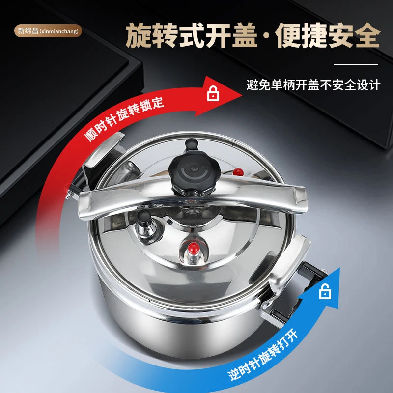 Stainless Steel Pressure Cooker With Steamer And Safety Lock