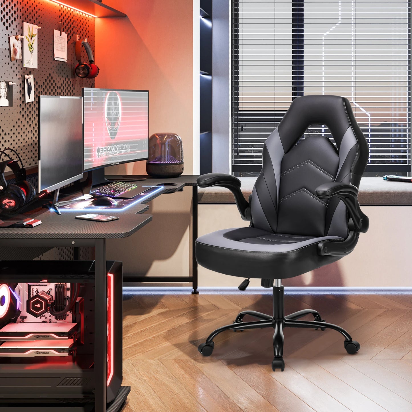 JHK Ergonomic Office Gaming Chair With Flip-Up Armrest