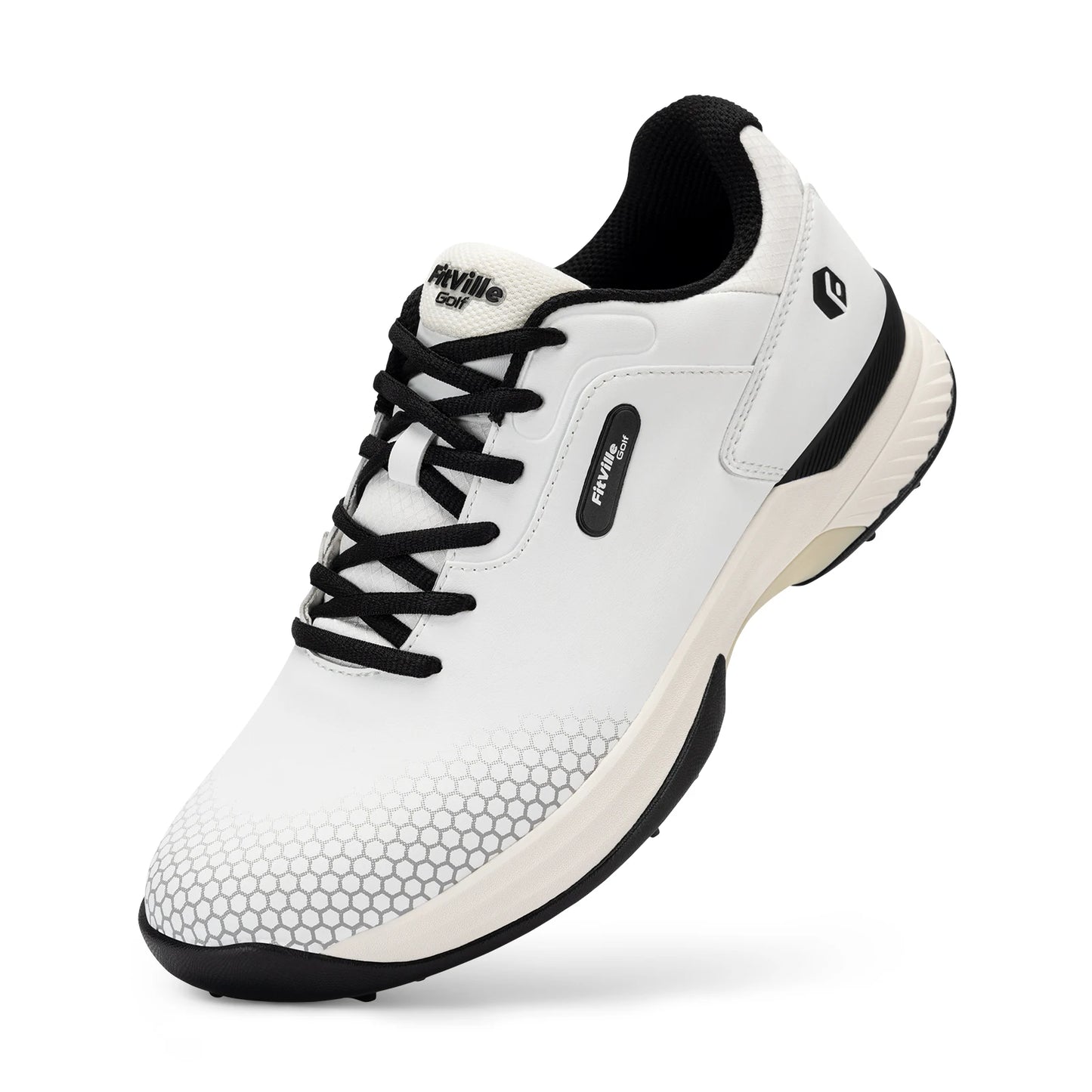 FitVille Wide Men's Golf Shoes Non-Slip Wear-Resistant Comfortable Pickleball Sports Shoes Suitable for Swollen Feet Relieve Toe
