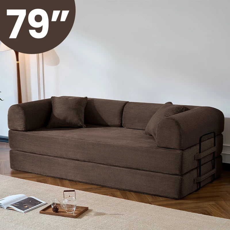 Modern Corduroy Folding Convertible Sofa Bed Sleeper