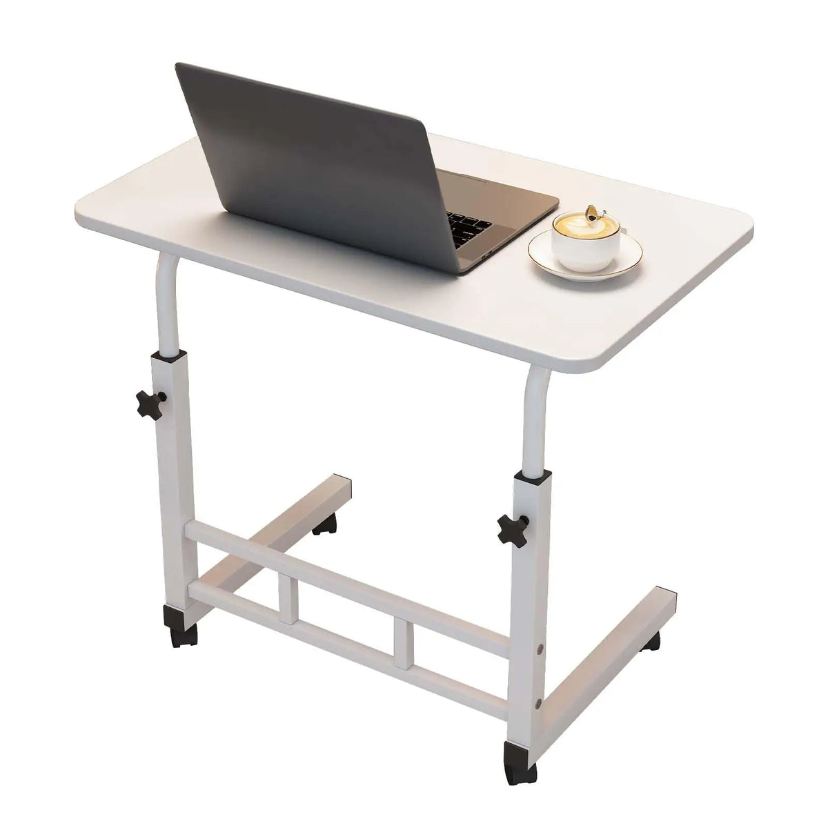 Adjustable Height Standing Desk With Wheels, Mobile C Shaped Laptop Table, Rolling Computer Workstation For Home Office Bed Sofa