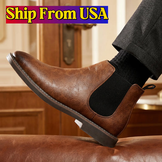Hecrafted Chelsea Boots for Men Leather Casual Retro Ankle Boots
